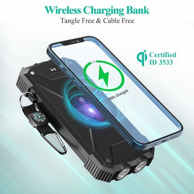 شارژر قابل حمل Qi Wireless 10000mAh پاوربانک خورشیدی برای گوشی و لپ تاپ