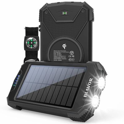 شارژر قابل حمل Qi Wireless 10000mAh پاوربانک خورشیدی برای گوشی و لپ تاپ