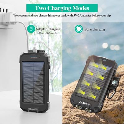شارژر قابل حمل Qi Wireless 10000mAh پاوربانک خورشیدی برای گوشی و لپ تاپ