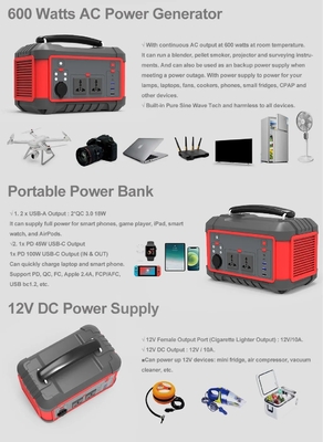 تولید کننده چین 600W باتری قابل حمل لیتیوم نیروگاه AC DC USB شارژ سریع ژنراتور خورشیدی
